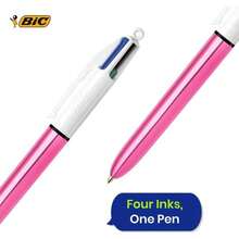 Bolígrafo de 4 colores BIC Shine - Body rosa, tinta multicolor, retráctil, escritura suave, recargable, punta media, 4 en 1 para escuela, oficina, estudio, diario y organización - Multicolor - Ver 2