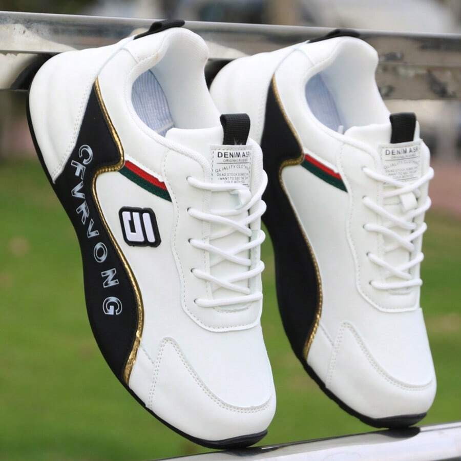 男士休闲运动鞋，透气网布，百搭防滑，耐穿时尚，尺码 39-45 - 白色 - 查看 1