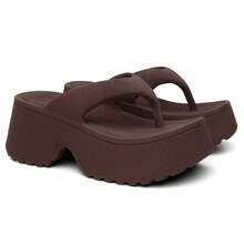 Women's Heeled Flip-Flops: Style And Modernity - 鏽棕色 - 查看 2