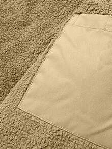 1pc Autumn/Winter Thermal Lined Warm Fur Collar Jacket, New Men's Jacket Outerwear Lapel Casual Versatile Multi-Pocket Jacket, Khaki Jacket, Retro Jacket - Khaki - View 9