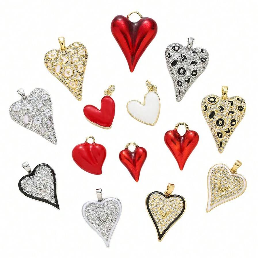 1pc Copper Creative New Fashion Personalized Heart Pendant, Valentine's Day Gift, DIY Bracelet Necklace Earring Backpack Versatile Accessory - Multicolor - View 1