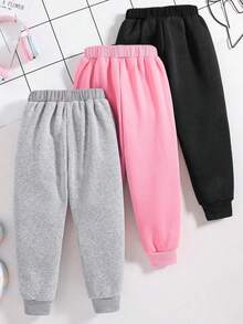 3pcs/Set Tween Girls' Cartoon Print Sports Pants - Multicolor - View 3