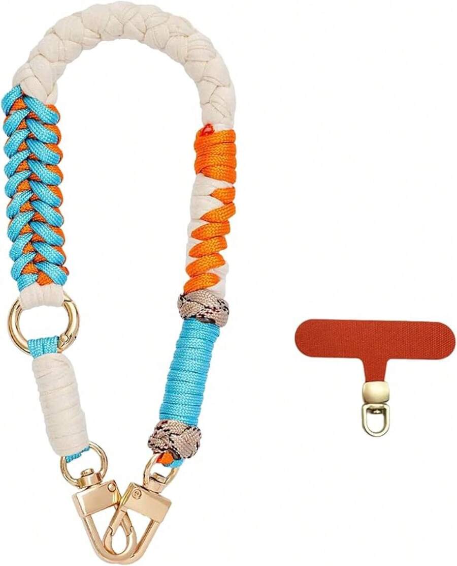 Colourful Keychain Wristlet For Women Cute Woven Wrist Key Lanyard Strap For Car Keys Handbag Denim JeansChristmas - D - 查看 1