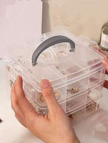 1个三层可拆卸透明塑料收纳盒,适用于化妆品、珠宝、玩具、袜子等。带手柄,多隔层收纳盒,可收纳电子产品、螺丝、配件、工具、发饰、耳环、项链、珠子、DIY工艺品等。情人节、圣诞节礼物的理想之选,阳光旅行必备 - 彩色 - 查看 10