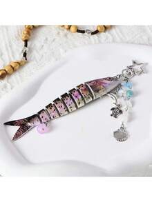 1pc Handmade Fish Keychain, Ocean Bag Charms, Ocean Keychains, Artificial Fishing Lure Keychains, Beaded Fish Charms, Fisherman Gifts School Car Accessories Cute Goth Y2k - Multicolor - View 14