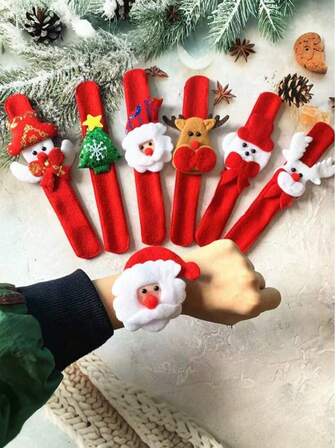 3 piezas Pulseras navideñas para fiestas, pulseras navideñas con diseños de Papá Noel, muñeco de nieve, reno y oso como decoraciones navideñas para regalos