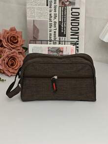 Minimalistische einfarbige Textur Aufbewahrungstasche, große Kapazität lässige modische Organizer Tasche, multifunktionale Kulturbeutel für Reisen, ideales tägliches Accessoire, geeignet für Outdoor-Reisen - Verschiedenfarbig - Übersicht 5