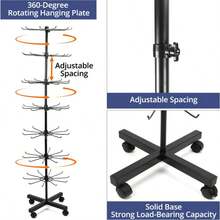 40 * 40 * 160 cm Expositor giratorio y móvil de siete niveles para joyería con ruedas Dimensiones - Negro - Ver 4