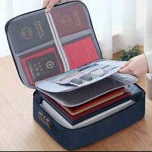 Multi-Layer Document Organizer Pouch, Large Capacity Travel Card Holder, Important Files/Credit Card/Driving License Document Bag With Lock - Black - View 10