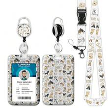 Puppy Dogs Lanyards For ID Badges, Dog Lovers ID Badge Holder With Lanyard Retractable Badge Holder/Reel Lanyard, Teacher Student Office Gifts,PuppyDogs - 小狗 - 查看 1