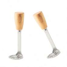 2 Count High Performance Mini Masher Set For Potatoes Avocados And Beans Stainless Steel Wood HandleWooden Handle Potato Masher, - 2 chiếc - Xem 7