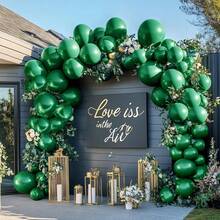 88件/套绿色乳胶气球拱门套装，包含18英寸和10英寸的翠绿色主题气球花环，适用于生日、生日装饰、婚礼、求婚、个人拍照背景、家居装饰、新娘送礼会、周年纪念、毕业派对、婚礼季、主题派对等场合。 - 綠色 - 查看 2