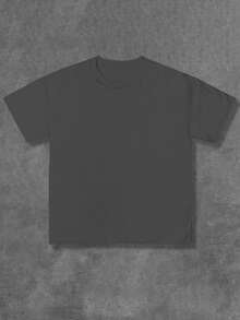 黑色男士水钻翅膀图案休闲百搭圆领短袖T恤，夏季 - 深灰色 - 查看 5