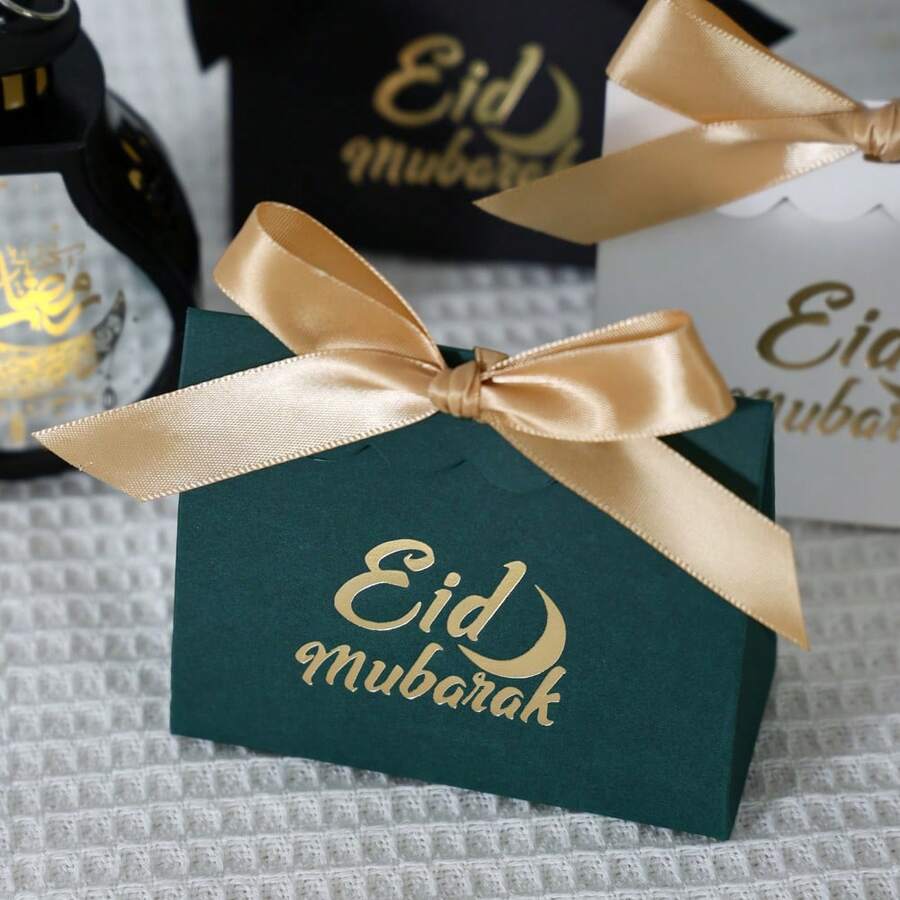 5/20 Piezas Caja de Regalo Eid Al-Adha, Suministros para Fiestas Umrah, Recuerdos Islámicos, Caja de Regalo Favorita, Caja de Regalo de Dulces y Galletas - cubierta de onda - Ver 1