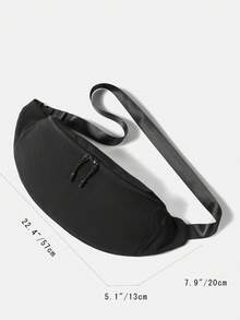 1pc Large Capacity Zipper Closure Men's Waist Bag/Chest Bag, New Street Style Outdoor Travel Men's Chest Pack Belt Bag - Black - View 4