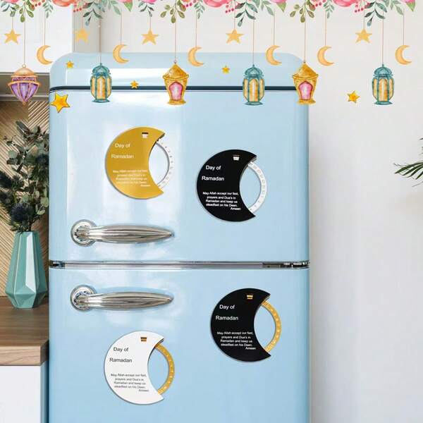 1pc 3D Countdown Rotating Wooden & Acrylic Fridge Magnet, Holiday Decor Magnetic Refrigerator Sticker