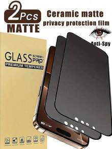磨砂 2 件装 Apple 陶瓷磨砂隐私屏幕保护膜,非玻璃,软陶瓷手机膜,全屏覆盖适用于 16 Pro/16/16 Plus/15 PRO MAX/15/15 PRO/15 PLUS/14 PRO MAX/14/14 PRO/14 PLUS/13 PRO MAX/13/13PRO/12/11/XR/Mini 磨砂隐私屏幕保护必备,适用于日常防护、办公室、家用手机屏幕保护膜手机配件防水防震防摔防摔防刮防指纹 - 黑色 - 查看 31