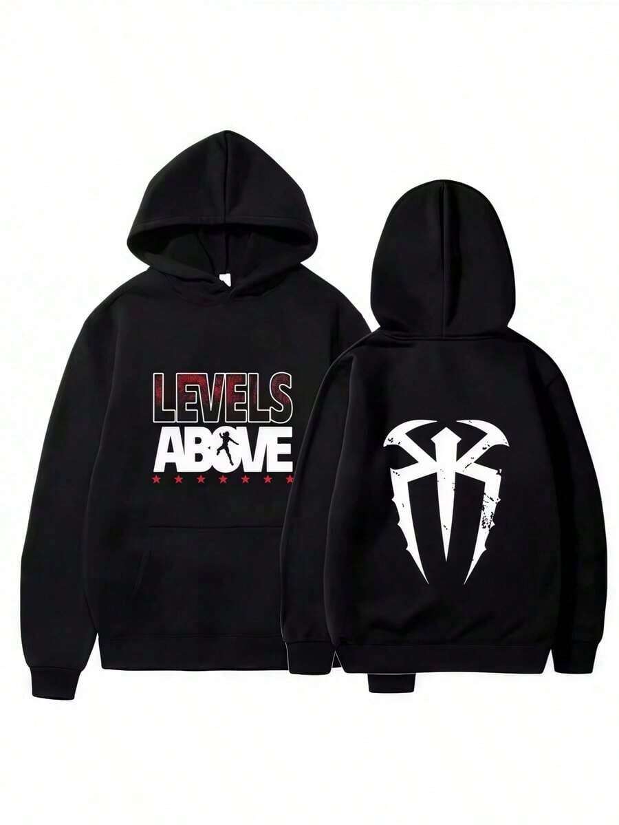 2025 Women's Men's Casual Fashion Hooded Sweatshirt Printed Pullover Long Sleeved Harajuku Street Fashion Man VE1Q - 黑色 - 查看 1