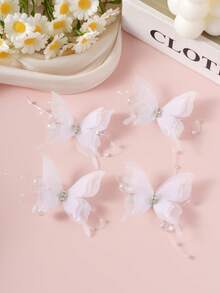 4 chiếc kẹp tóc hình bướm 3D đính pha lê trong suốt, phụ kiện tóc thời trang dễ thương phù hợp cho phụ nữ, thiếu nữ, bé gái, dự tiệc, làm quà tặng, ngày lễ, trang phục thường ngày, phụ kiện tóc, kẹp càng cua, kẹp tóc cài, kẹp tóc. - Hồng - Xem 18