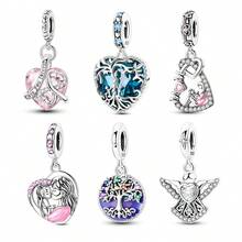 1件生命之树、天使、爱心吊坠，适配原装手链项链，精美DIY树形吊坠珠子首饰，派对家庭礼物
