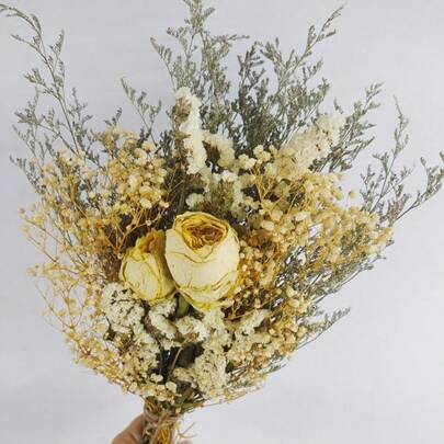 1 Bouquet Mixed Flowers Including Baby's Breath, Eucalyptus, Roses, Natural Plant Flower Bouquet For Vase, Wedding, Bridal Bouquet, Home/Office Decor, Party