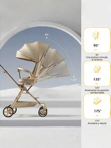 Cochecito plegable dos en uno, cochecito con manillar ajustable, cochecito con asiento reclinable en varias posiciones, vehículo para bebé con función de carriola y transportador, estructura ligera y plegable, fácil de transportar y guardar, adaptable a varias edades y posturas, recomendado para paseos cómodos y prácticos. - Multicolor - Ver 10