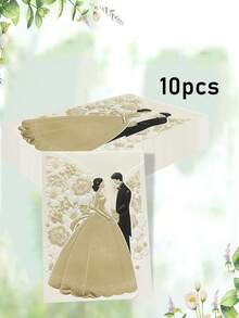 5张/10张新郎新娘邀请函，含信封贴纸，5 x 7英寸空白邀请卡，婚礼，新娘场景 - 彩色 - 查看 8