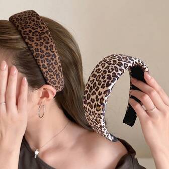 1 pieza Diadema de leopardo retro de moda con esponja, accesorio para el cabello adecuado para uso al aire libre, cinta para el cabello