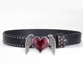 1 件女士时尚个性化 Y2K 嘻哈心形翅膀腰带，适合休闲牛仔装夏季、秋季、万圣节