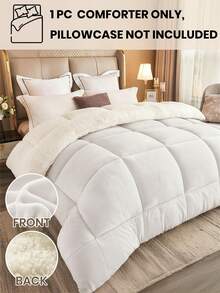 1件超柔软羊毛被，亲肤冬季羽绒被，轻盈透气，舒适睡眠，经久耐用，不易起球，绗缝工艺使其蓬松柔软，百搭卧室装饰，适合所有尺寸的床，不含枕头和枕套，家居装饰，冬季之选，床上用品，秋季装饰，冬季装饰