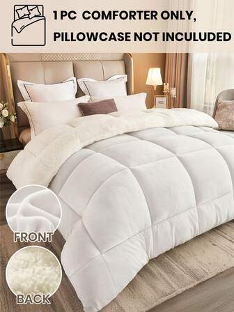 1 st supermjukt fleece-täcke, hudvänligt vintertäcke, lätt och andningsbart sängtäcke för mysig sömn, slitstarkt och noppfrit, rutsömmar för fluffighet, mångsidig sovrumsinredning, passar sängar i alla storlekar, kudde och örngott ingår ej, heminredning, vinterval, sängkläder, höstdekor, vinterdekor