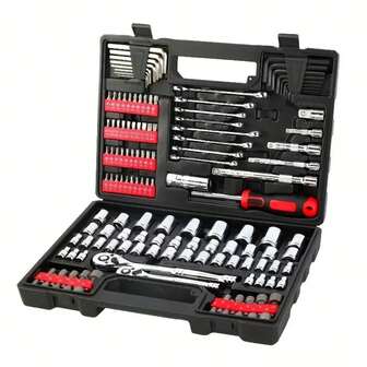 46pcs Automotive Repair Tool Kit, Bicycle & Car Maintenance Tool Set: Ratchet Torque Wrench, Wrenches, Screwdrivers, Socket Set - Ideal For Bicycle And Car Repair!