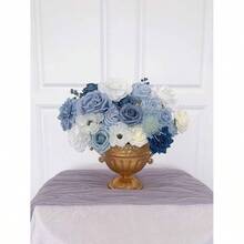 Roses Artificial Flowers Pink Bouquets Box Set Bridal Wedding Shower Decorations Floral Arrangements Party Table Centerpieces Home Decor Indoor Outdoor Dusty Blush 19pcs - Q (Light Blue, Navy) - View 7