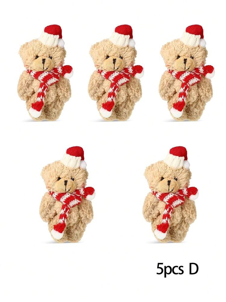 1个迷你圣诞熊毛绒填充柔软泰迪熊玩偶，可DIY装饰圣诞树，圣诞餐桌摆件，新年礼物，可爱连环熊毛绒钥匙扣，圣诞装饰品，手提包挂饰 - 彩色 - 查看 14