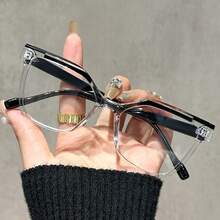 Gafas de lectura de color rectangulares+empalmadas, gafas de textura neutra de alta gama, anti luz azul, se pueden usar como gafas de lectura - Azul - Ver 11