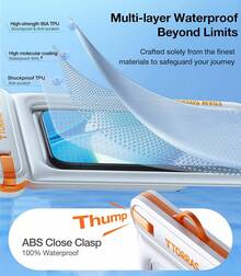 Funda Impermeable IP68 para Teléfono con Doble Espacio, Flotante y Cordón, Bolsa Seca para Viajes y Cruceros - Blanco - Ver 3