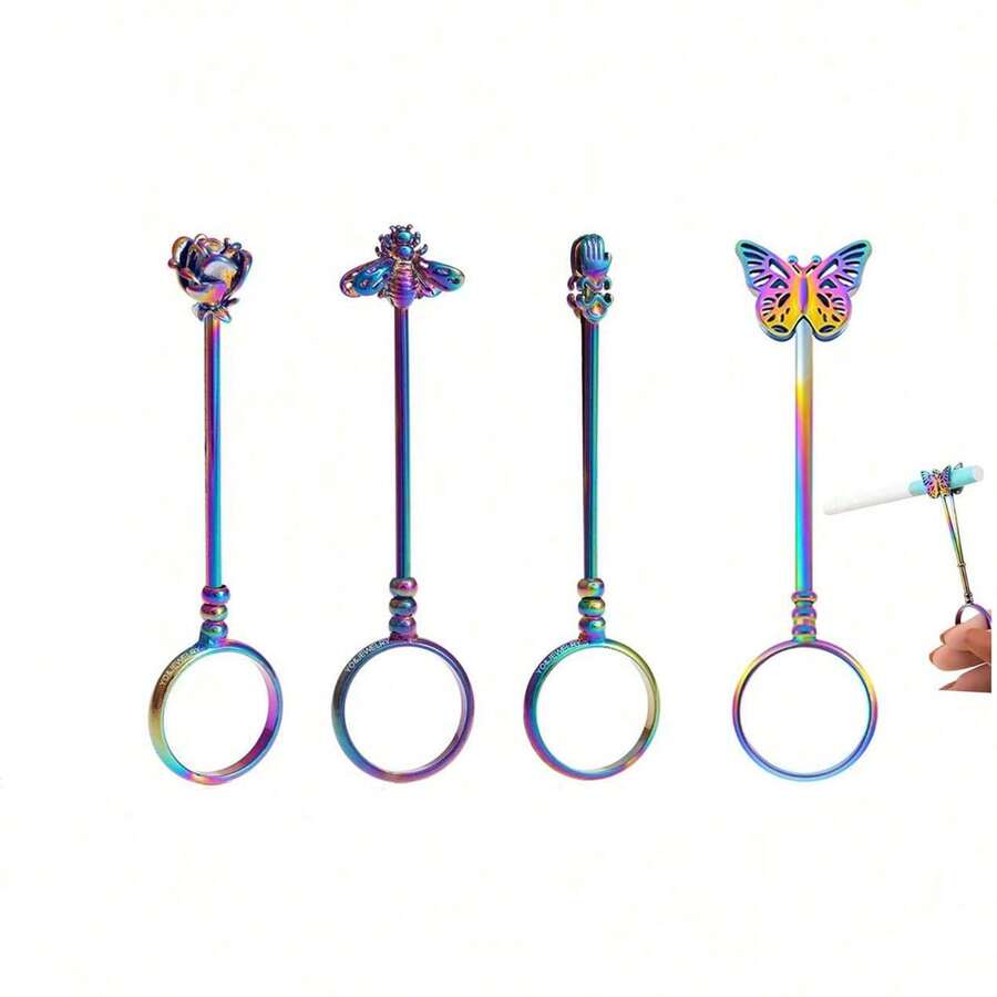 1pc Unique Hollow Smoking Ring - Add A Stylish Touch To Your Cigarette Experience!Hand Smoking Ring Cigarette Holder, Thick Smoke Rack Holder Clip, Hand Bones Alloy Steel Cigarette Ring Holder, Smoking Accessories