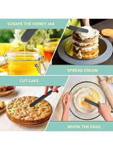 Silicone Spatula, Heat-Resistant Cake Cream Peanut Butter Spatula, Batter Stirring Spatula, Non-Stick Bread Spatula, Rubber Kitchen Mixing Pot Spatula, Long Handle - Multicolor - View 8