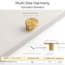 1 Peça Puxador de Gabinete de Liga de Alumínio - Design de Borda Arredondada e Segurança - 4 Tamanhos (64mm / 96mm / 128mm / 160mm) - Puxadores de Guarda-Roupa, Gaveta e Armário - Pegada Confortável e Estilo Mix-and-Match - Cor de cobre - Visão 12