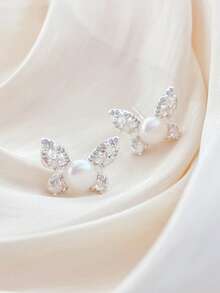 1 Pair Baroque Pearl Earrings, S925 Silver Needle, Niche Design, Layered Wear, High-End Fashion, Personalized, Creative, Feminine, Elegant, Charming, Unique Design, Luxurious - Multicolor - View 6