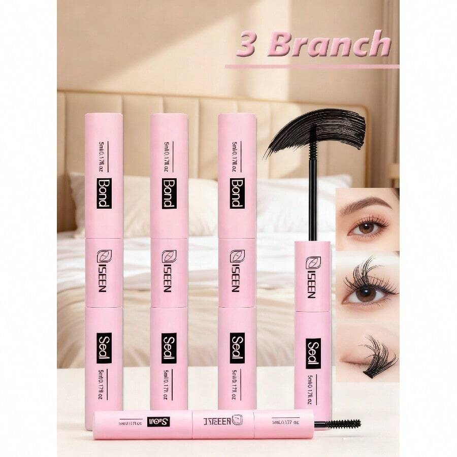 3PCS/1PC Strong Hold 2-In-1 Lash Bond And Seal 5ml+5ml Long Lasting Cluster Eyelash Glue For All Day DIY Lash Extensions - Black - View 1