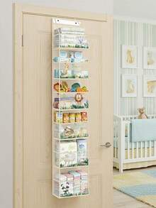 1 قطعة منظم علوي للباب مع 6 جيوب - حقيبة تعليق لتخزين مستلزمات الطفل من حفاضات وممسحات وألعاب وملابس - موفر للمساحة وبتصميم جميل بشكل حيوانات لغرفة الطفل. - متعدد الألوان - مشاهدة 6