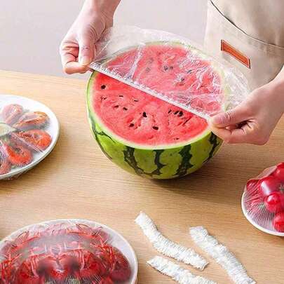 500pcs Fresh Food Bags, Food Preservation Film Covers, Thick Kitchen Food Wrap, Household Refrigerator Food Preservation Covers, Elastic And Stretchable Covers, Kitchen And Refrigerator Fruit And Food Protection Bags And Dust Covers, Shower Caps, Reusable Plastic Elastic Bowl Lids, Plastic Food Covers With Elastic Food Storage Covers, Leftover Bowl Lids, Household Outdoor Picnic Supplies, Party Supplies, Holiday Supplies