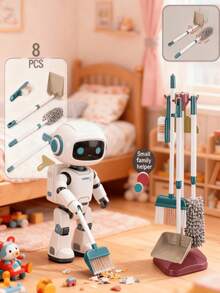 儿童角色扮演清洁工具套装，逼真的吸尘器推车，家务角色扮演模拟游戏，适合 3 岁以上男孩和女孩的互动玩具，圣诞礼物