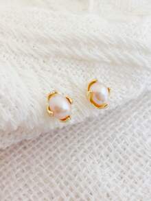 1 Pair Baroque Pearl Earrings, S925 Silver Needle, Niche Design, Layered Wear, High-End Fashion, Personalized, Creative, Feminine, Elegant, Charming, Unique Design, Luxurious - Multicolor - View 4