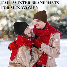 Beanies For Men Women 2 Pack Fall Winter Men's Hats Unisex Warm Knit Skullies Beanies Soft Ski Caps,Brown - Brown - 查看 6