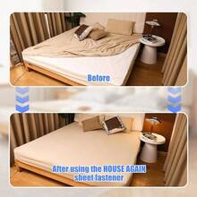 Bed Sheet Straps, Manually Adjustable Fasteners With Metal Clips, Bed Sheet Holder Corner Fitted Sheet Tightening, Strength Cord Lock Keep Sheet In Place, Fits All Mattress Sizes - ban đầu - Xem 6