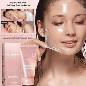 Collagen Peel-Off Mask, Health And Beauty - Deep Hydration And Firming, Moisturizes Skin, Cleanses The Face, Brightens Complexion, Fast Absorption, Comes With A Brush, Suitable For All Skin Types, Ideal For Morning And Evening Skincare, Mask