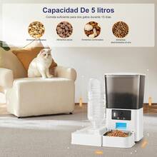 2 En 1 Dispensador de Comida para Perro 5L,Dispensador de Comida para Gato,Alimentador Automático para Gatos,con Botella de Agua,WiFi 2.4G,App Control Remoto,Grabación de Voz - 1 - Ver 2