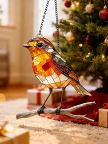 2个/1个知更鸟阳光捕手（8英寸 x 8英寸）2D亚克力装饰牌，户外及花园用品，庭院及花园装饰，园艺装饰品，适用于房间、卧室、厨房、家居、墙面、婚礼、农舍、花园、万圣节、秋季、圣诞节、乡村房屋装饰/圣诞装饰/圣诞家居装饰/圣诞礼物 - 彩色 - 查看 12